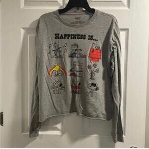 Peanuts, gray, long sleeve, characters Graphic shirt, top graphic on back